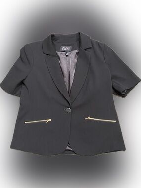 DENNIS by Dennis Basso black washable short sleeved blazer. Size 12
